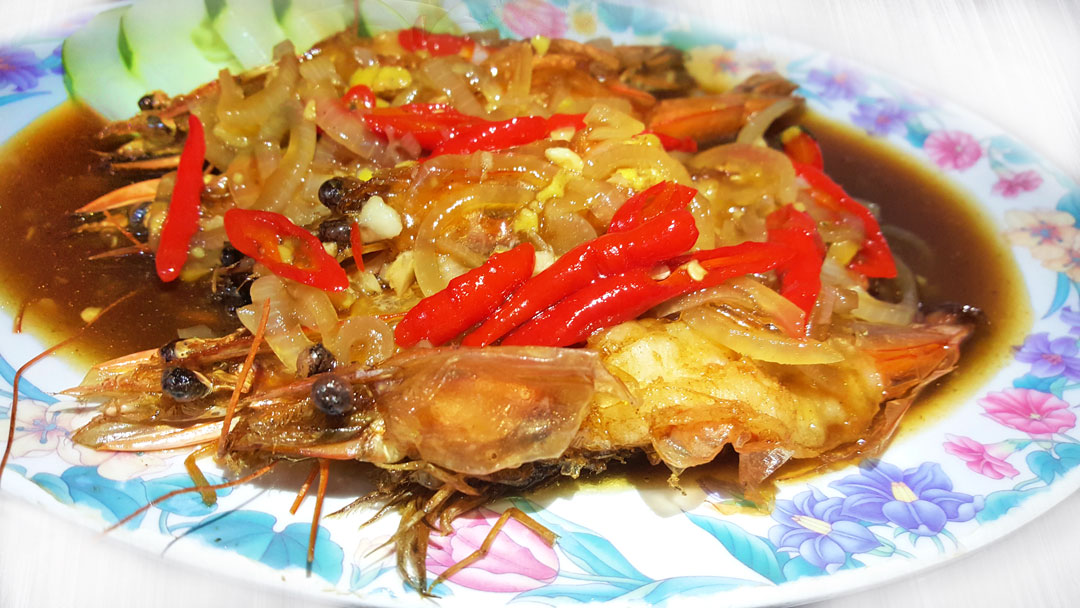 Shrimps with Oyster Souce